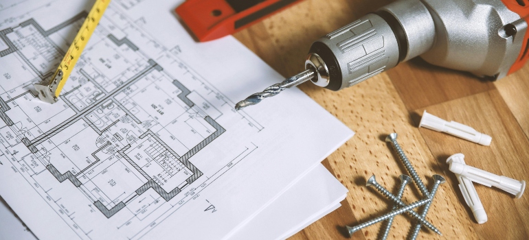 A floor plan on a table