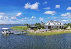dock and boathouse on a lake