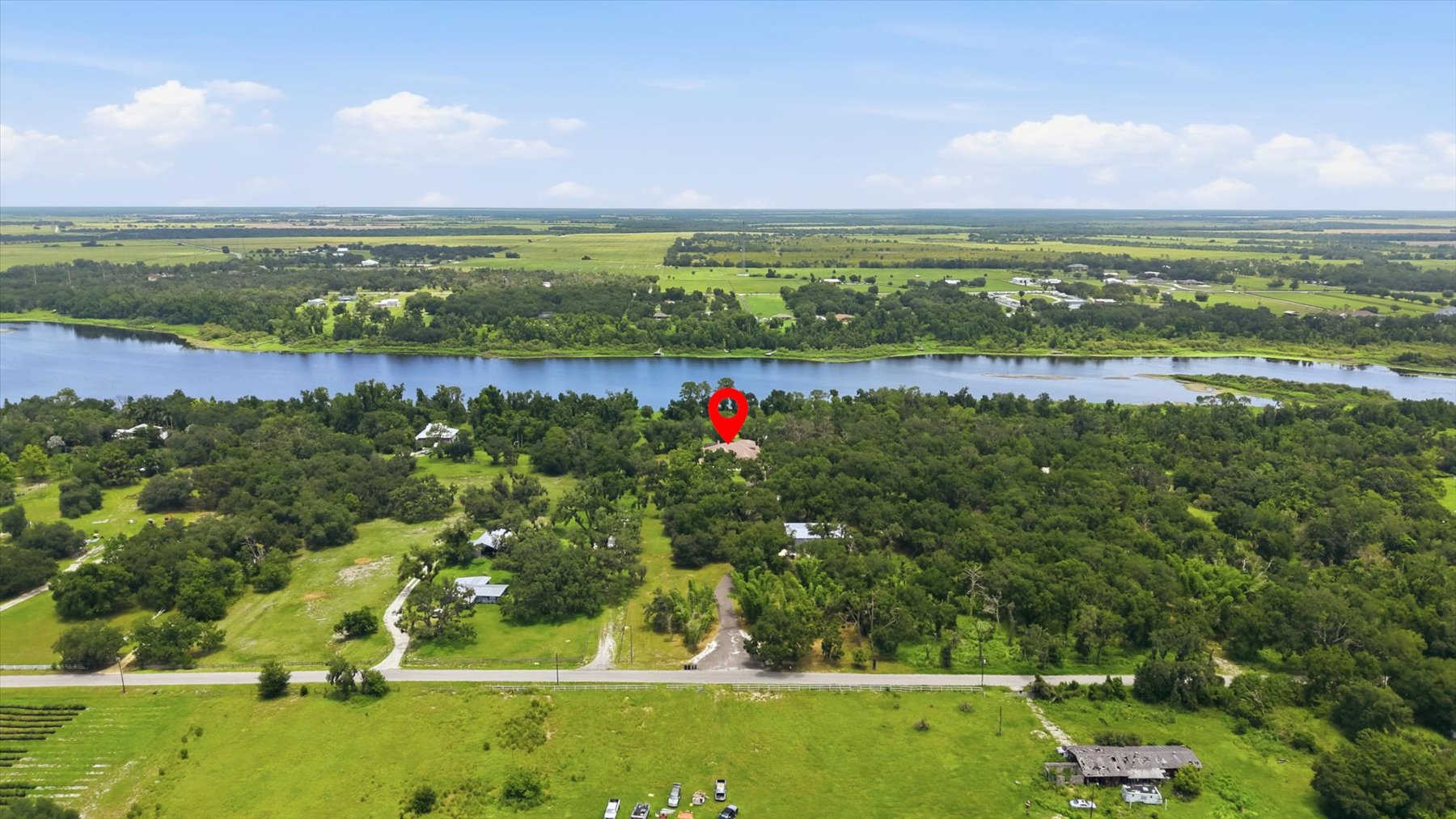 Aerial view of seven-acre Lake Manatee estate